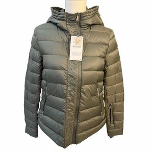 Zara Women’s Green Down Filled Hooded Puffer Jacket Size Small NWT Outdoors